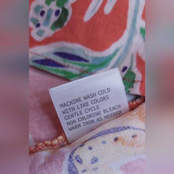 Rachel Roy Colorful Linen Blend Cropped Button Front Blouse Size Medium Tropical - Picture 8 of 10